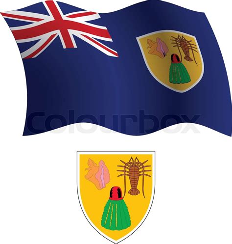 Turks Und Caicos Inseln Wellig Flagge Und Wappen Stock Vektor Colourbox