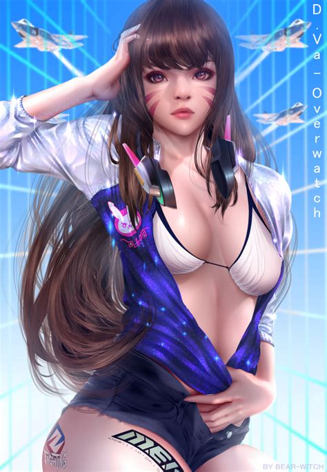 Rule 34 Bearwitch Blizzard Entertainment Breasts Cleavage Dva Female