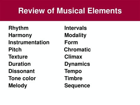 Ppt Review Of Musical Elements Powerpoint Presentation Free Download