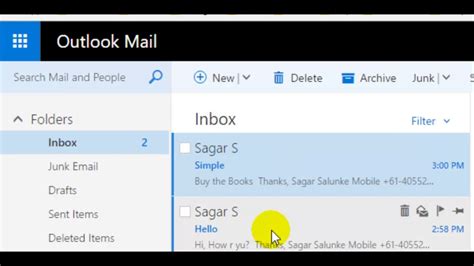 How To Pin The Mail In Outlook Webmail 365 Youtube