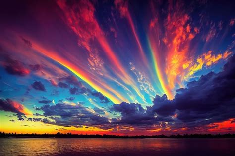 Espectacular Cielo Al Atardecer Con Hermoso Cielo Multicolor Y Nubes