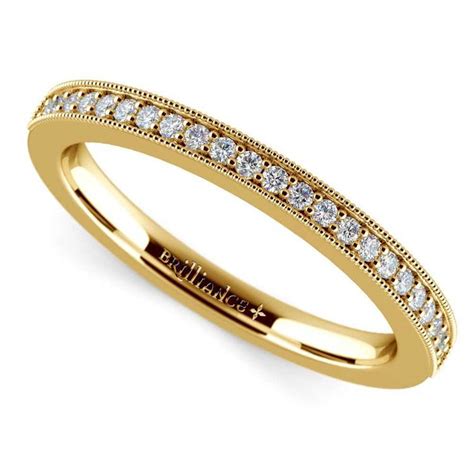 Vintage Gold Diamond Wedding Ring With Milgrain Detailing