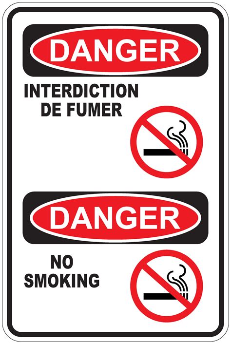 Panneaux Norme Osha Danger Interdiction De Fumer No Smoking