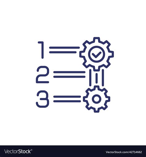 Priority Prioritize Line Icon With Gears Vector Image
