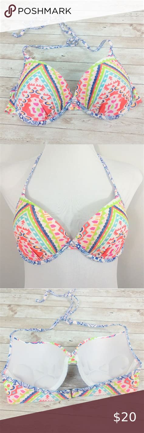 Heat Swimwear Neon Tribal Push Up Bikini Top Med Push Up Bikini Tops
