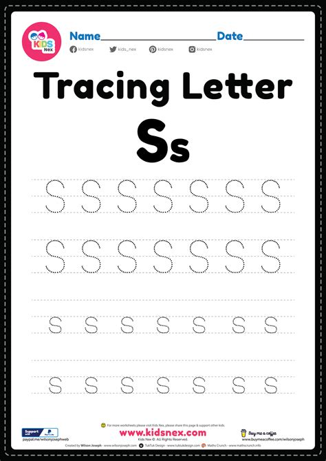 Free Printable Pdf Tracing Letter S Alphabet Worksheet