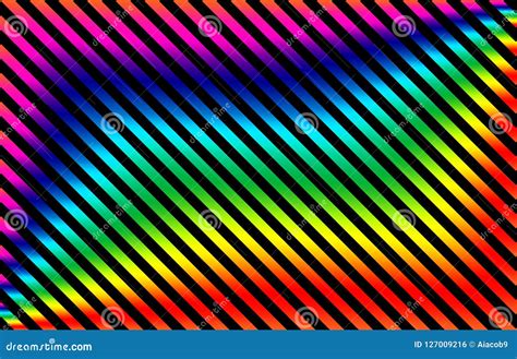 Diagonal Gradient Rainbow Stripes With Black Background Stock