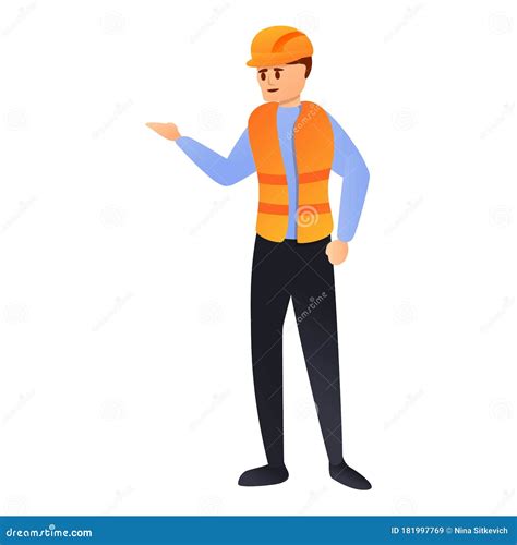Builder Man Icon Engeneer Occupation Contractor Cartoon Vector