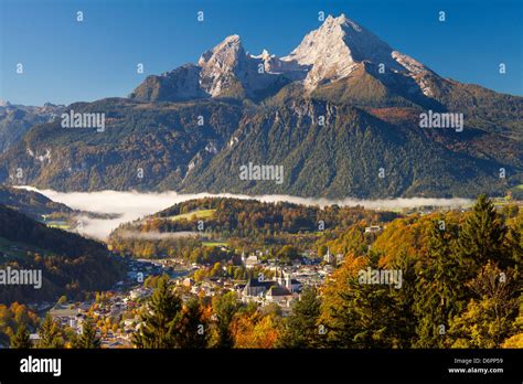 View Of Berchtesgaden In Autumn With The Watzmann Mountain In The