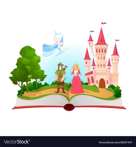Fairy Tales Book Fantasy Tale Characters Magic Vector Image
