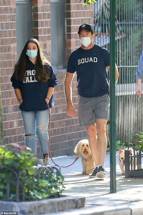 June 3, 2021 by amie cranswick. Hugh Jackman and his daughter Ava walk their dogs in New ...