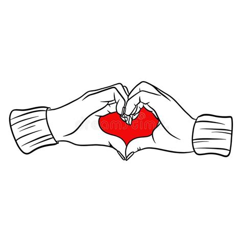 hands make a heart gesture a romantic gesture handmade style stock vector illustration of