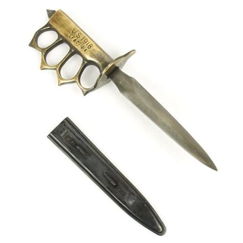 Us Wwi Mark I Trench Knife With Steel Scabbard Marked Lf Trench
