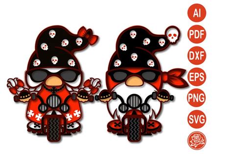 A Couple Of Layered Gnomes Biker Svg For Cricut