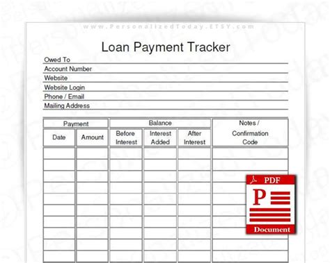 Loan Payments Tracker Fillable Editable And Printable Pdf Etsy Hot