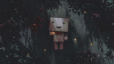 Wallpaper Danbo Cardboard Robot Branches Leaves Hd Picture Image