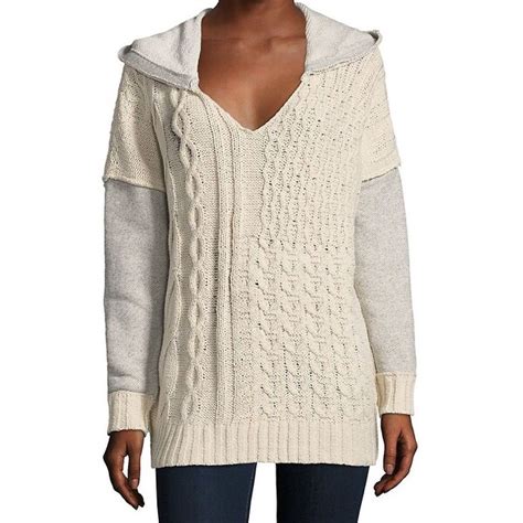 Shop Solutions New Beige Womens Size Large L Hooded Cable Knit Sweater