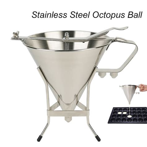 Stainless Steel Funnel Octopus Balls Tools With Handle And Rack Pancake
