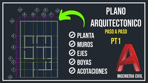 Plano Arquitectonico En Autocad Pt Planta Muros Cotas
