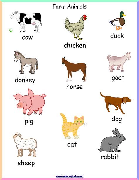 Free Printable Farm Animals Chart Keywordstoddlerpreschoolkidslearn