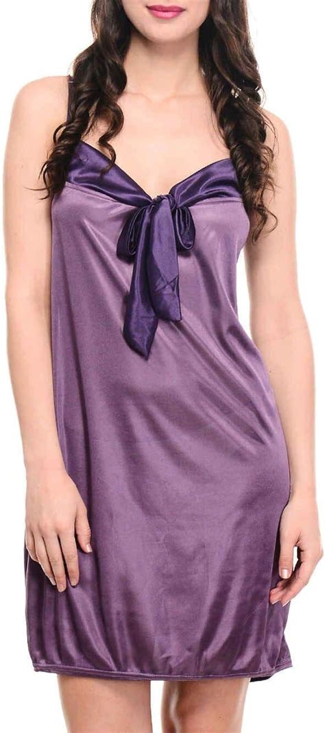 Klamotten Womens Sensuous Satin Nighty Free Size Purple At Amazon