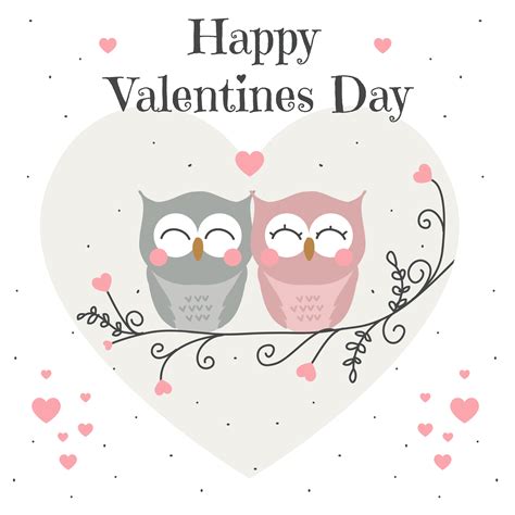 Owls Valentine Card Vector 180319 Vector Art At Vecteezy