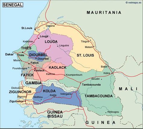 Senegal Map World Map Of Senegal Senegal Political Map Travel