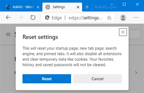 How To Reset Microsoft Edge Browser To Default Settings In