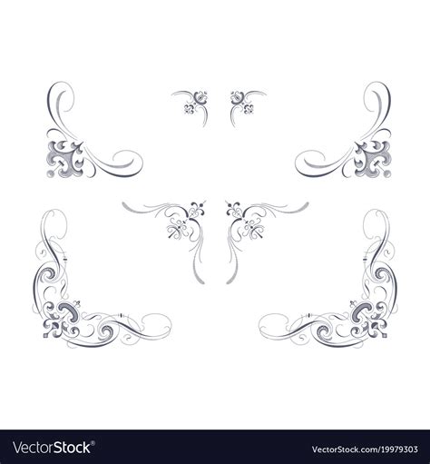 Set Decorative Corner Ornaments Royalty Free Vector Image