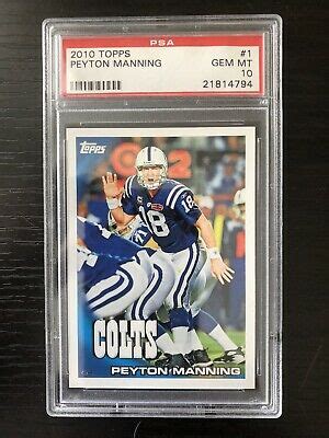Peyton manning is one of the best quarterbacks in nfl football history and the price of his rookie. 2010 Topps Peyton Manning #1 Football Card. PSA 10. HOF | eBay