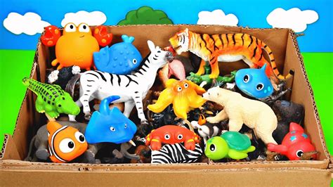 Zoo And Wild Animal Toys Box Learn Animal Names And Facts Youtube