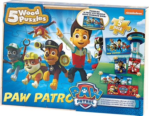 Buy Paw Patrol 5 Wood Jigsaw Puzzles In Wood Storage Box Multi