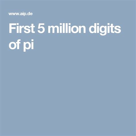 First 5 Million Digits Of Pi