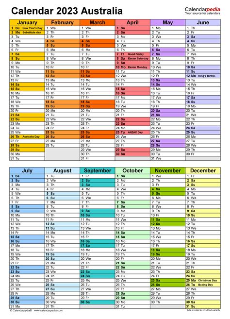 Australia Calendar 2023 Free Printable Excel Templates Printable 2023