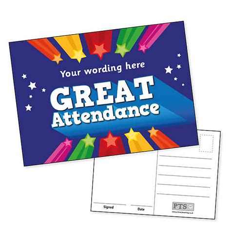 Personalised Great Attendance Postcard A6 Pupil Reward