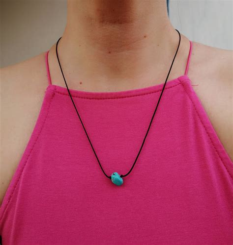 Natural Turquoise Stone Choker Necklace Tiny Bead Choker String Choker