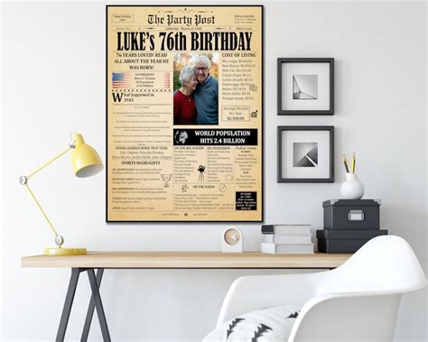76th Birthday Party Decoration Poster Personalized T Idea Etsy