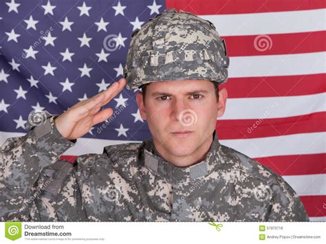 Portrait Of Solider Saluting Stock Image Image Of Professional Close