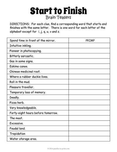 Resources include thought logs, cbt models, behavioral activation, cognitive restructuring, and more. Free Printable Word Brain Teaser | Printable brain teasers ...