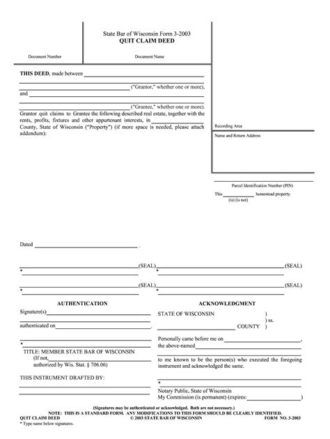 Quit Claim Deed Wisconsin Form Fill Out And Sign Printable