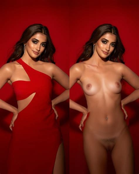 Pooja Hegde Red Hot Dress Removed Naked Sexy Body Pose Bollywood X Org
