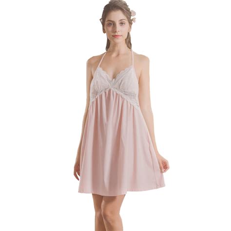 Buy Elegant Vintage Sleepwear Summer Sexy Spaghetti Straps Nightgown Women Lace