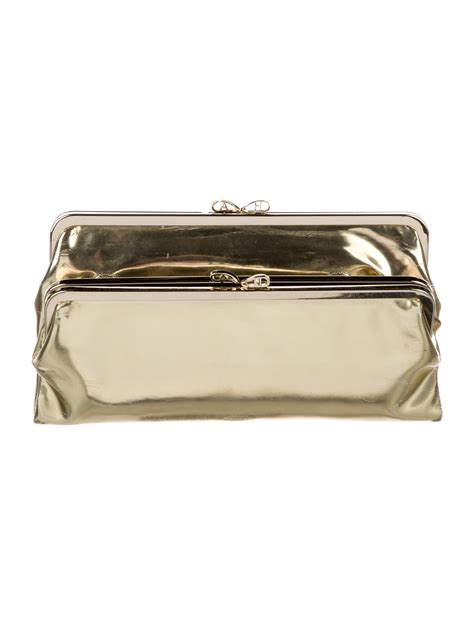 Anya Hindmarch Valerie Glitter Clutch Gold Clutches Handbags