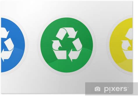 Plakát Iconos De Reciclaje En Colores Azul Verde Y Amarillo Pixerscz