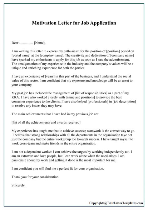 With the motivational letter templates we offer you, you can make an absolutely effective cover letter for every vacant position you wish to apply for. 4+ Sample of Motivation Letter For Job Template With Example | Best Letter Templates
