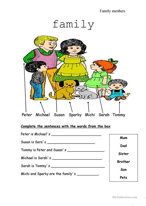 Family members worksheet - Free ESL printable worksheets made by teachers