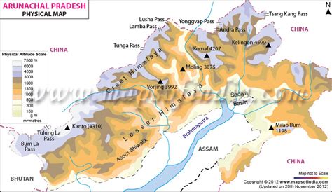 Physical Map Of Arunachal Pradesh