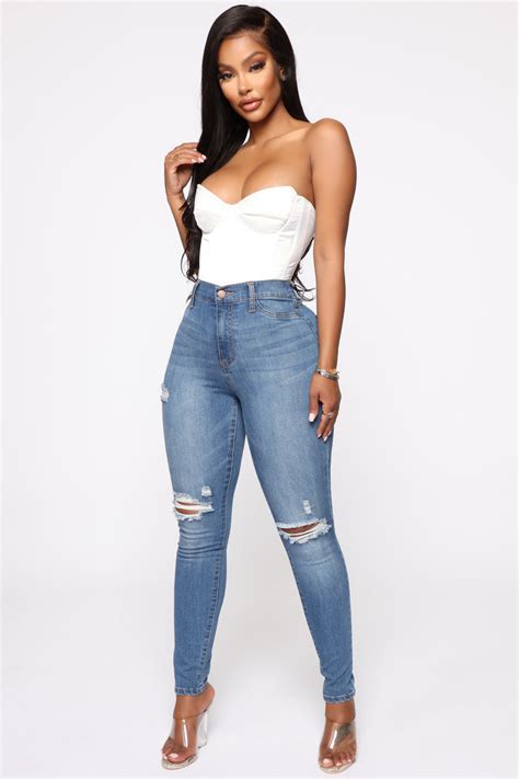 Our Favorite High Rise Skinny Jeans Medium Blue Wash Jeans Fashion