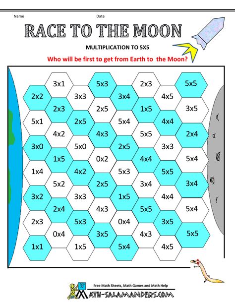 Use this multiplication games for 3rd grade printable to bridge the gap between skip counting and multiplication. math games second grade race to the moon multiplication to ...