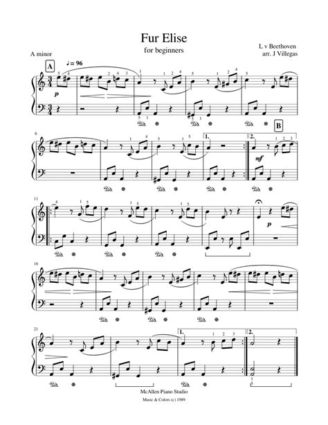 Für elise by ludwig van beethoven is one of the most popular pieces for piano solo ever written. Fur Elise sheet music for Piano download free in PDF or MIDI